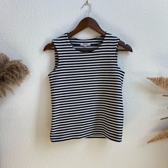 Madewell Women's Boho White & black Ridge Stripe Tank Top blouse size XS - Picture 1 of 6